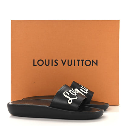 Louis Vuitton Calfskin Logo Sunbath Slide Sandals 38 Black 10 of 10