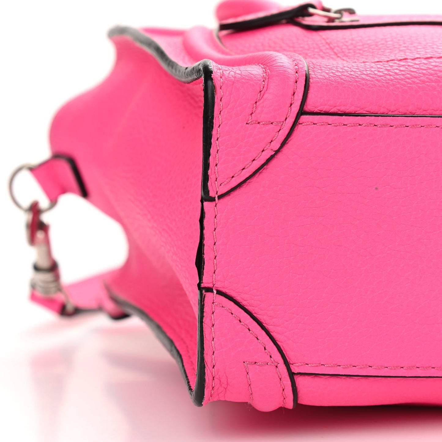 Drummed Calfskin Nano Luggage Fluo Pink