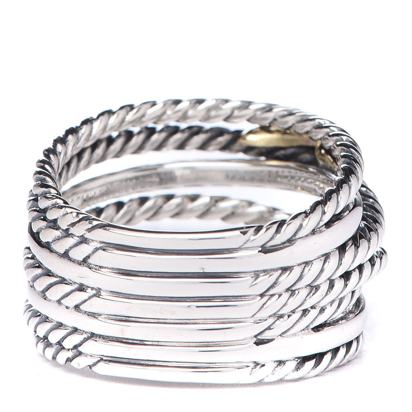 Sterling Silver 18K Yellow Gold Double X Crossover Ring 52 6