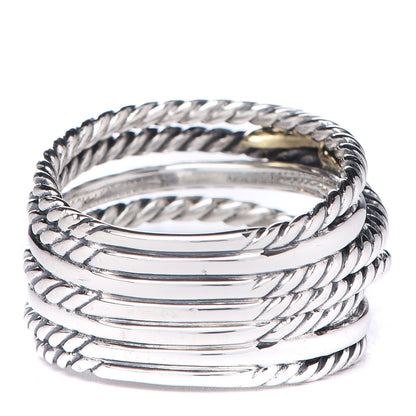David Yurman Sterling Silver 18K Yellow Gold Double X Crossover Ring 52 6 4 of 5