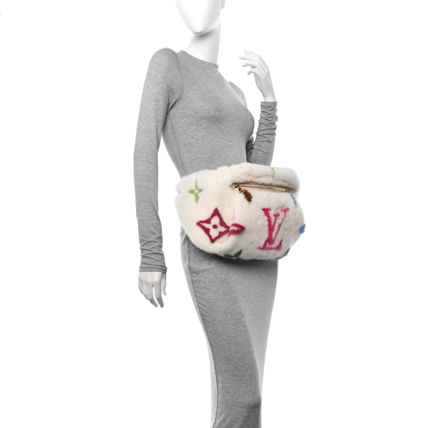 Louis Vuitton LV X TM Mink Ostrich Monogram Bum Bag White