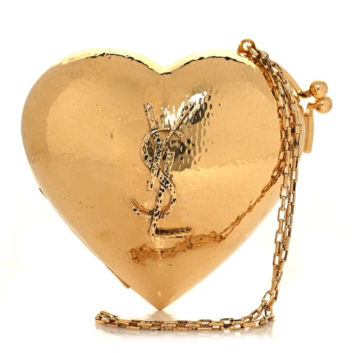 Saint Laurent Metal Metallic Minaudiere Mini Heart Clutch Gold 1 of 6
