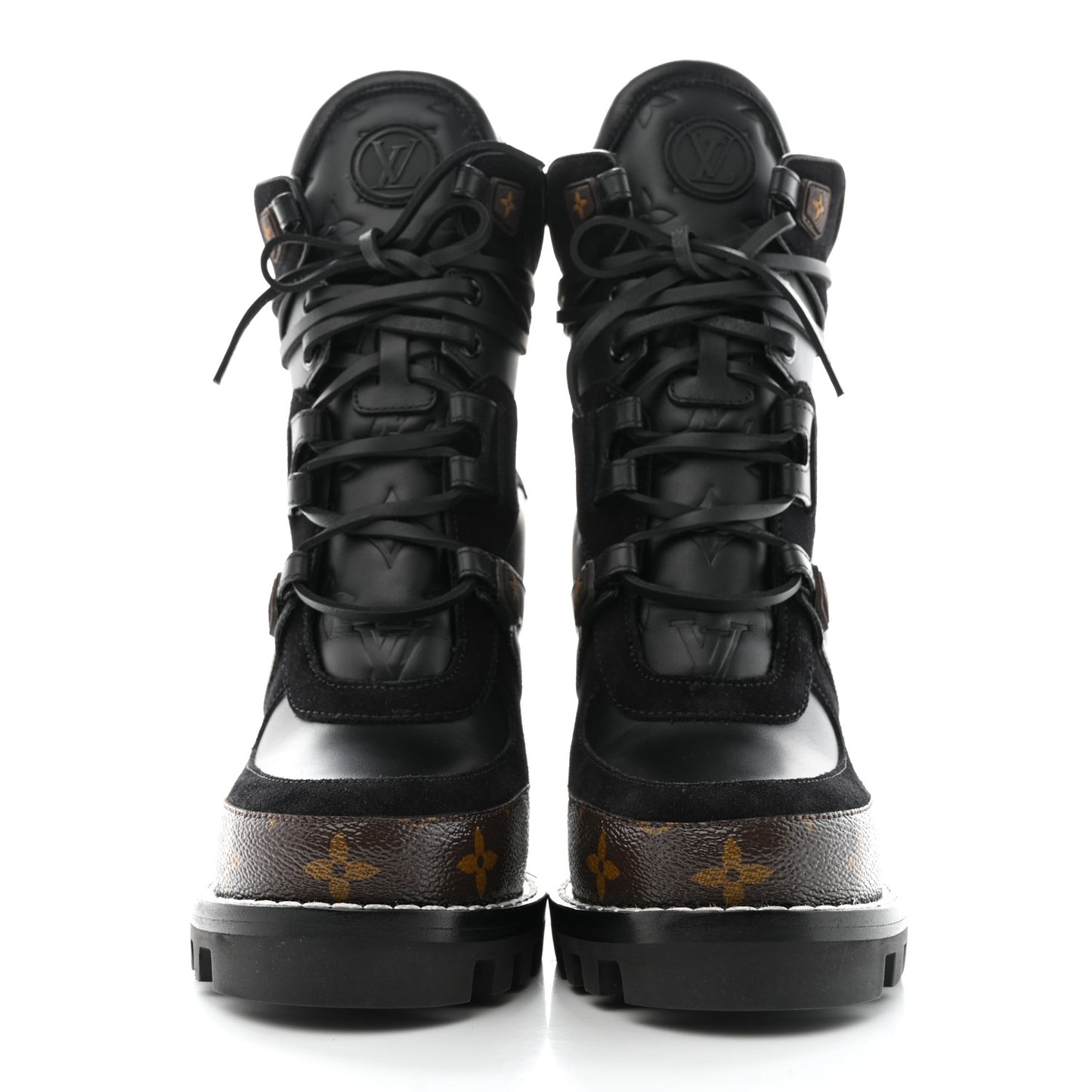 Suede Calfskin Monogram Star Trail Ankle Boots 38 Black