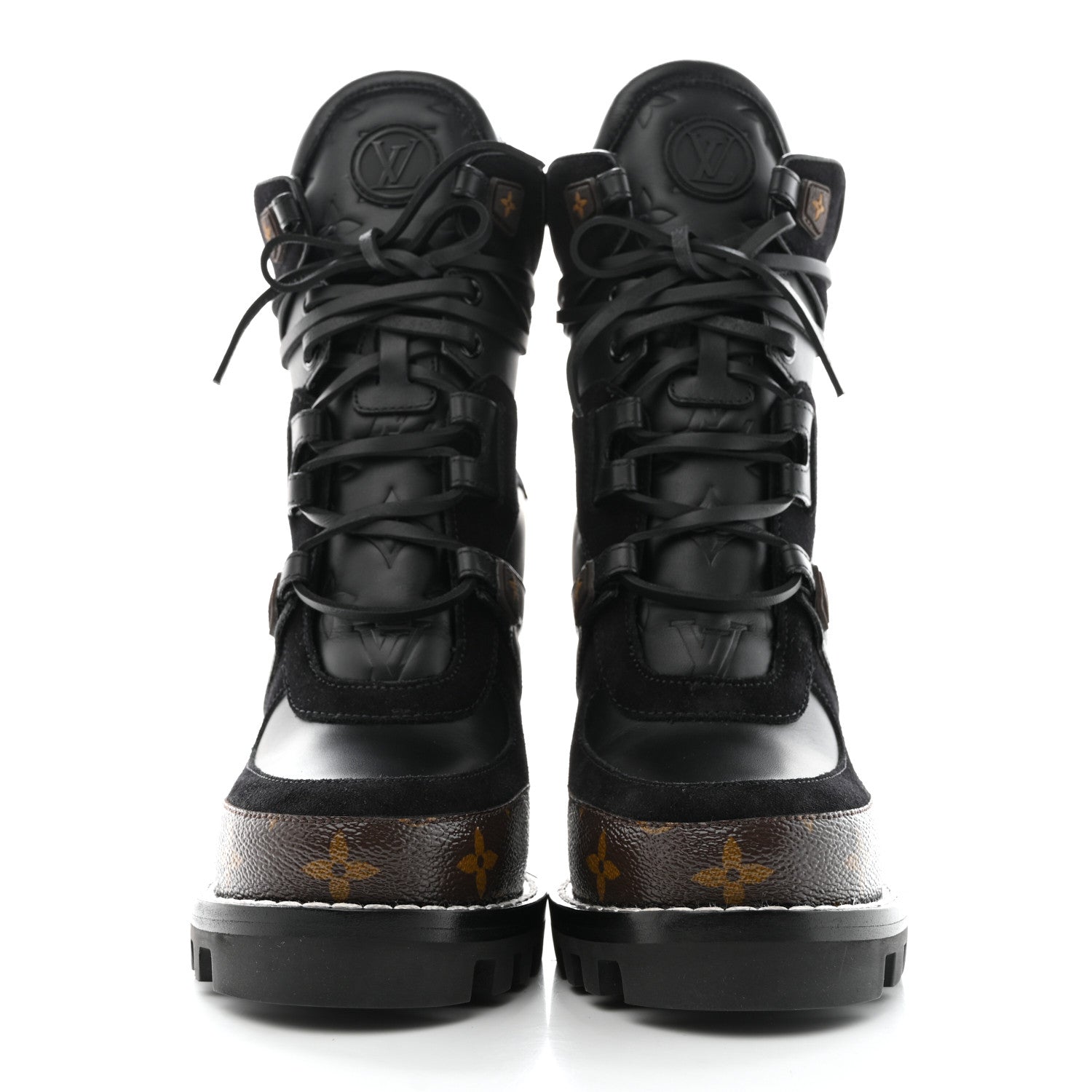Louis Vuitton Suede Calfskin Monogram Star Trail Ankle Boots 38 Black 2 of 8