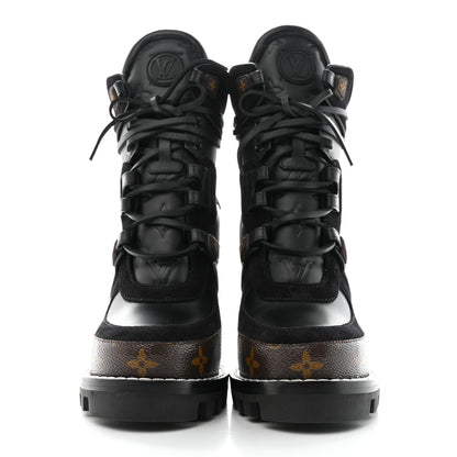 Louis Vuitton Suede Calfskin Monogram Star Trail Ankle Boots 38 Black 2 of 8