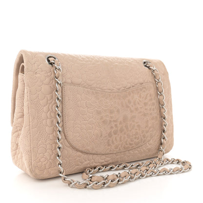Chanel Lambskin Camellia Stitched Medium Double Flap Light Beige 3 of 16