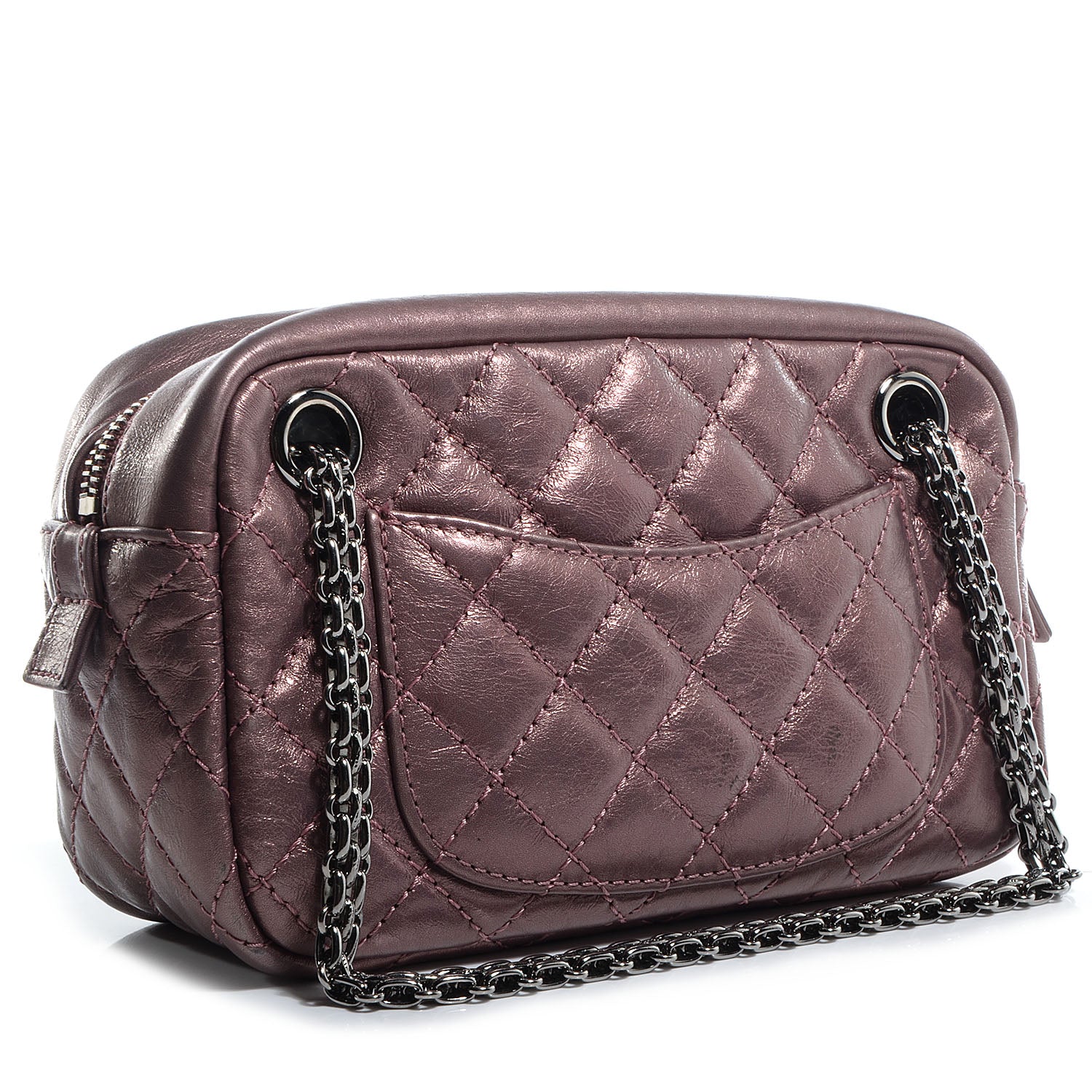 Chanel Metallic Aged Calfskin Quilted Small Reissue Camera Case Rose Fonce 3 of 8