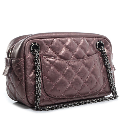 Chanel Metallic Aged Calfskin Quilted Small Reissue Camera Case Rose Fonce 3 of 8