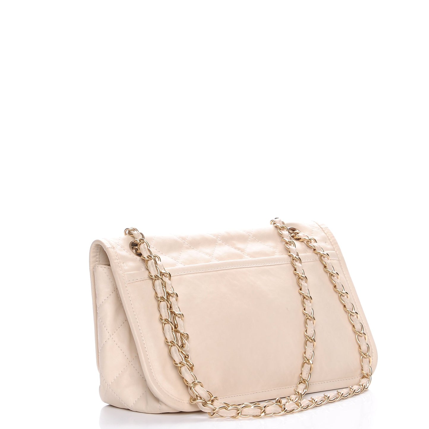 Calfskin Quilted Natural Beauty Flap Dark White