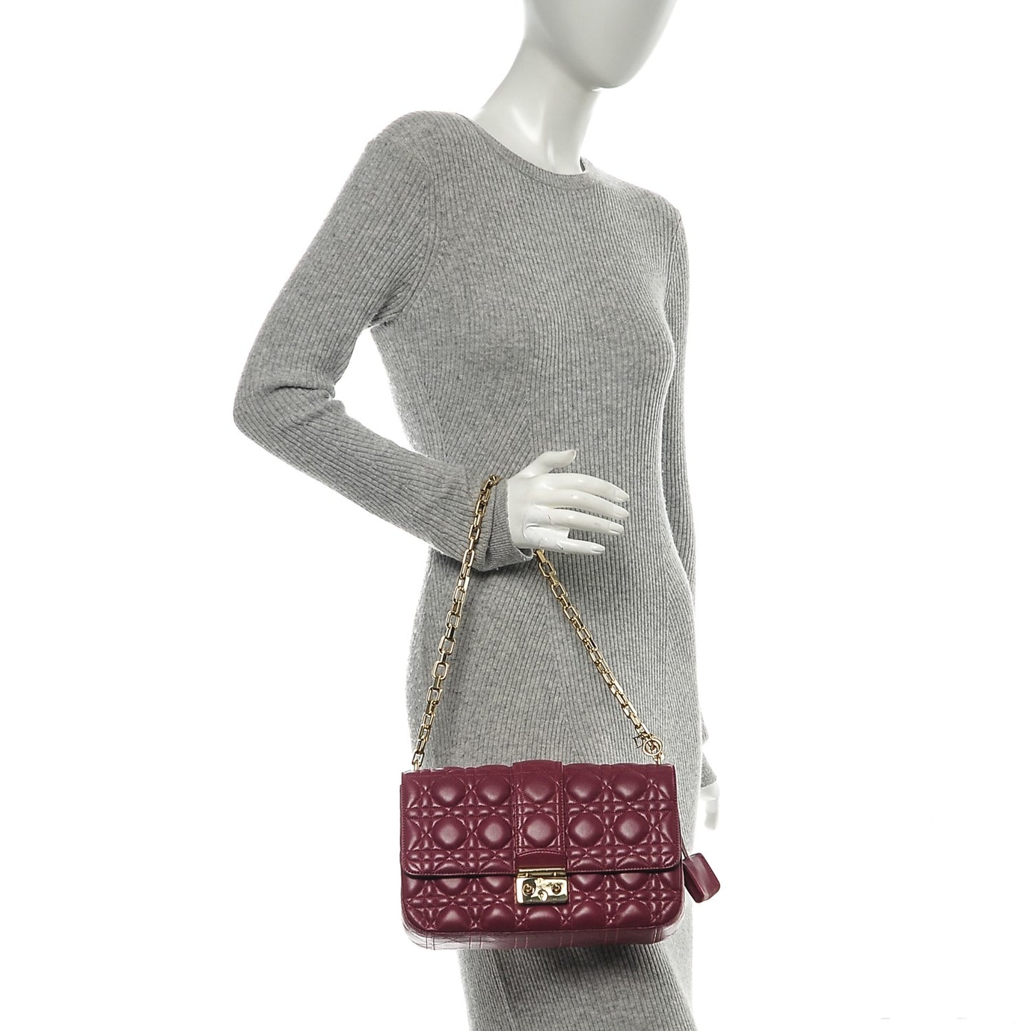 Lambskin Cannage Medium Miss Dior Flap Hortensia