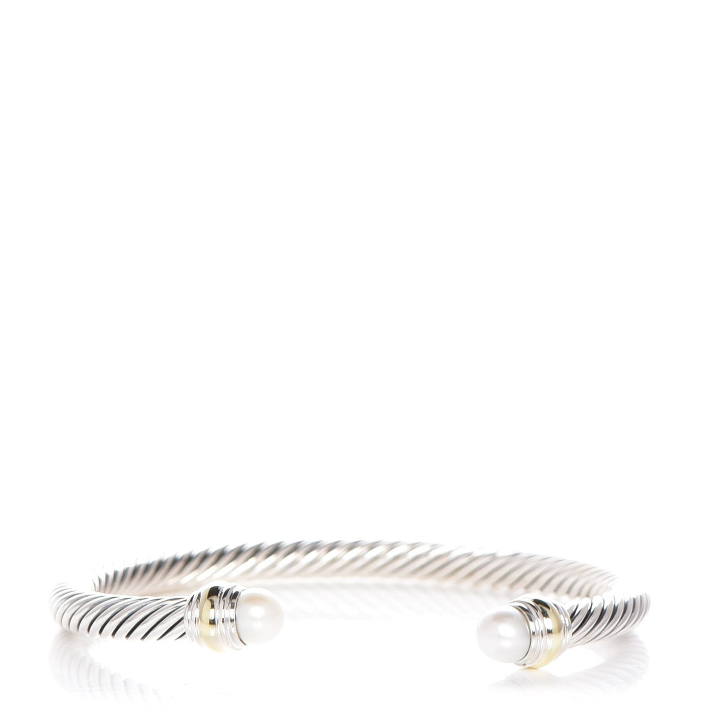 Sterling Silver 14K Yellow Gold Pearl 5mm Cable Classics Bracelet