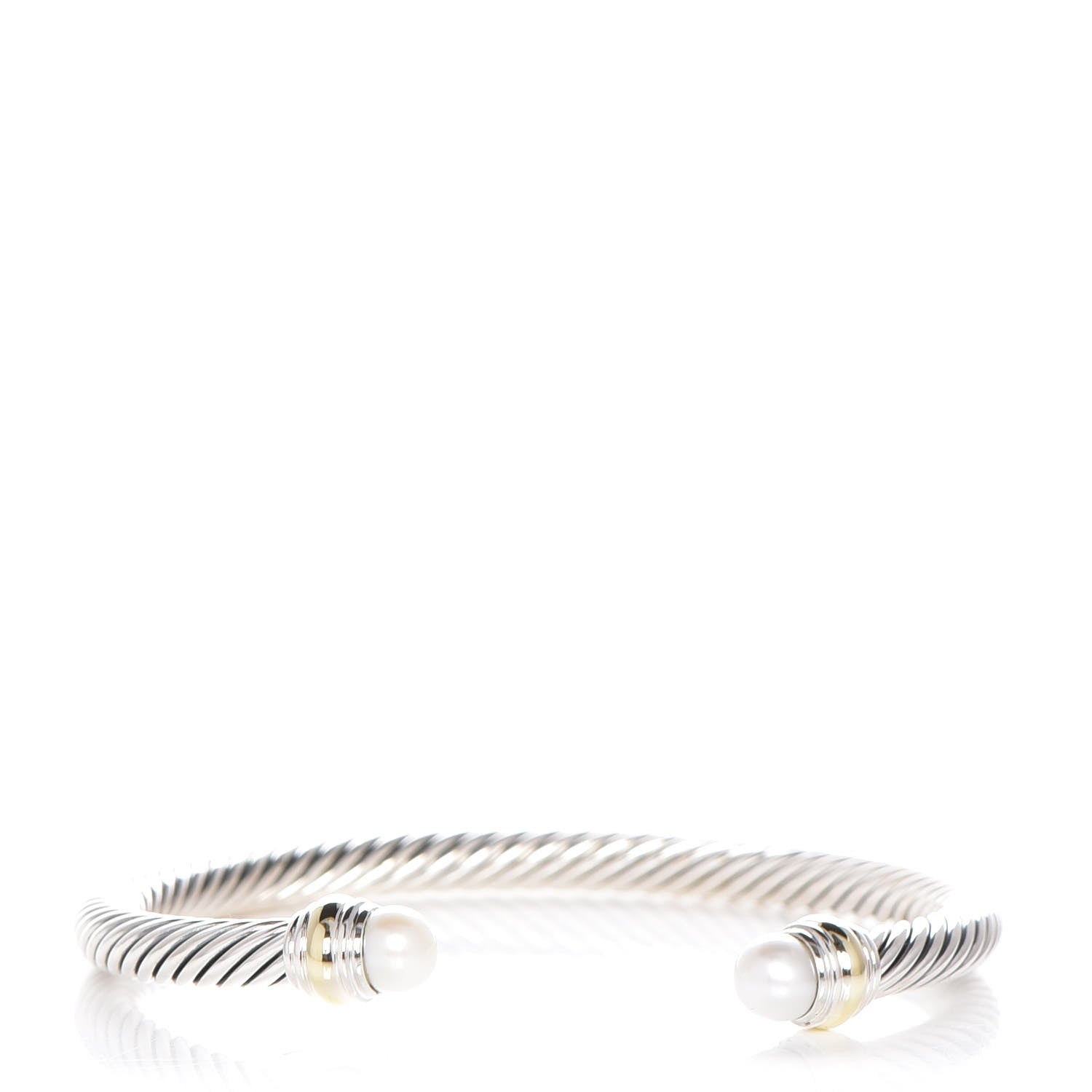 David Yurman Sterling Silver 14K Yellow Gold Pearl 5mm Cable Classics Bracelet 1 of 5