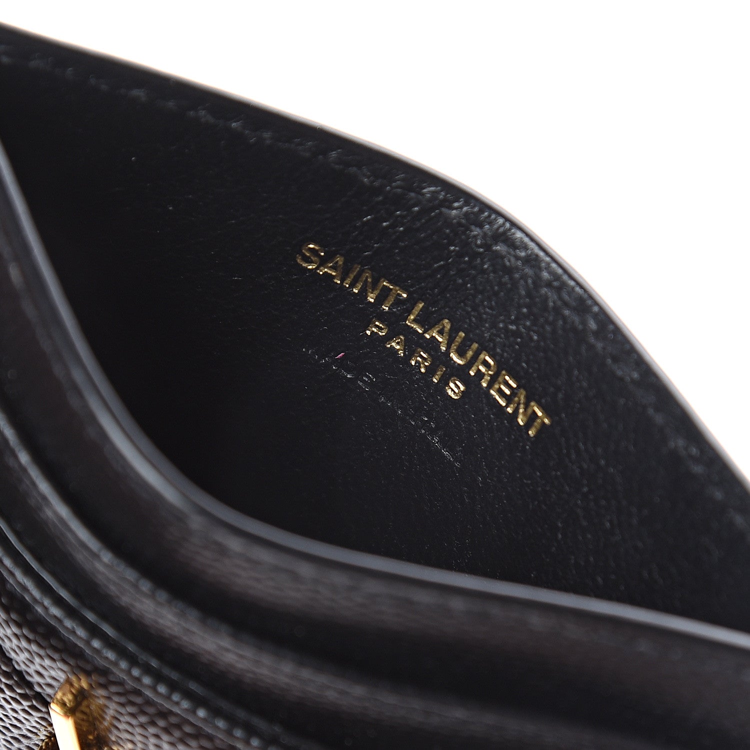 Saint Laurent Grain De Poudre Matelasse Chevron Monogram Credit Card Case Black 5 of 5