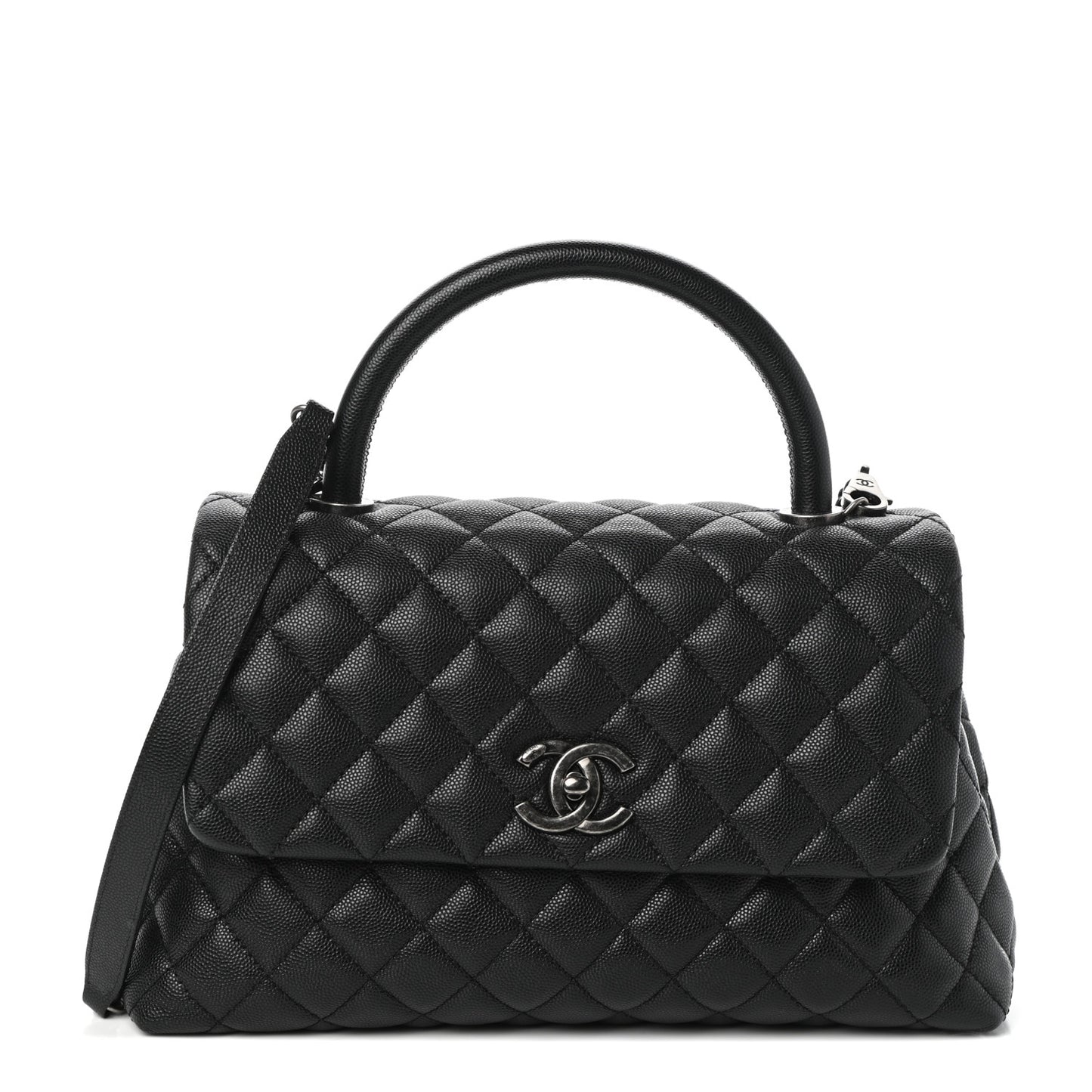 Caviar Quilted Small Coco Handle Flap Black