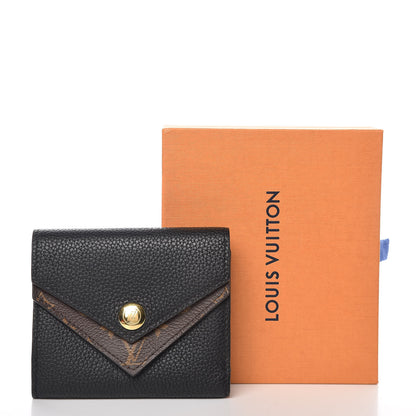Louis Vuitton Grained Calfskin Monogram Double V Compact Wallet Black 8 of 8