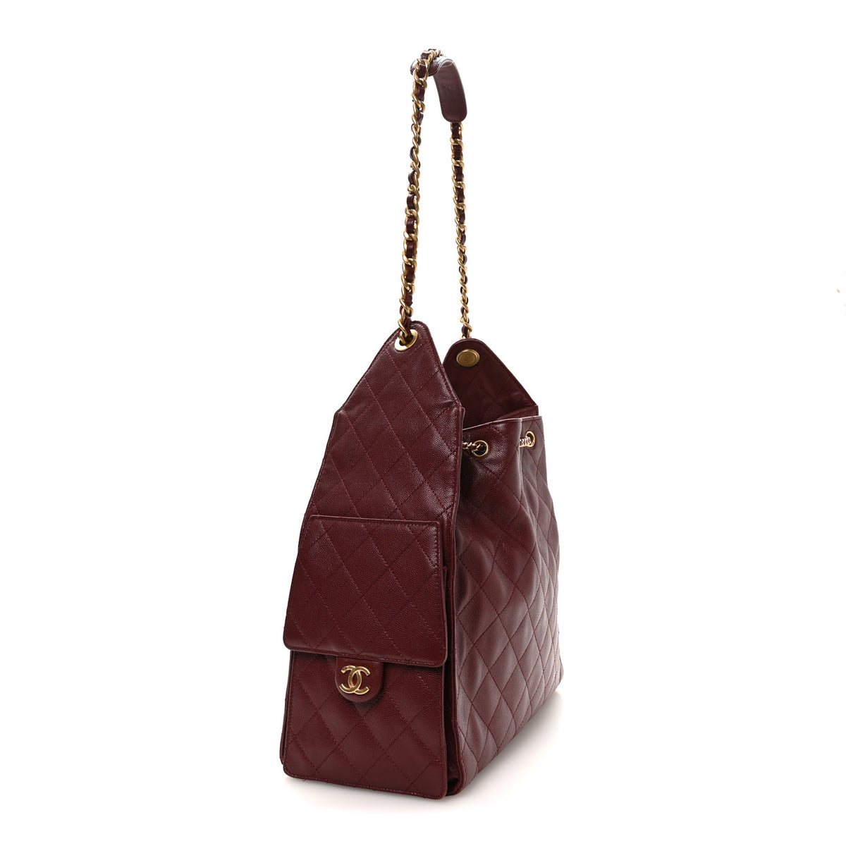 Caviar Quilted Medium Chanel 25 Handbag Burgundy