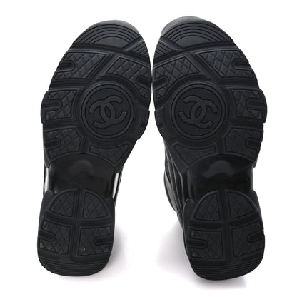 Chanel Lambskin Fabric CC Sneakers 39 Black 6 of 9