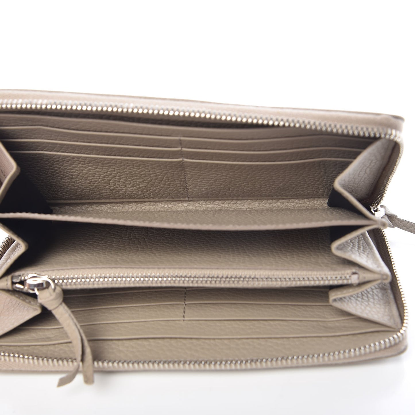 Veau Grana Perforated Blackout Hardware Continental Zip Around Wallet Gris Cendre