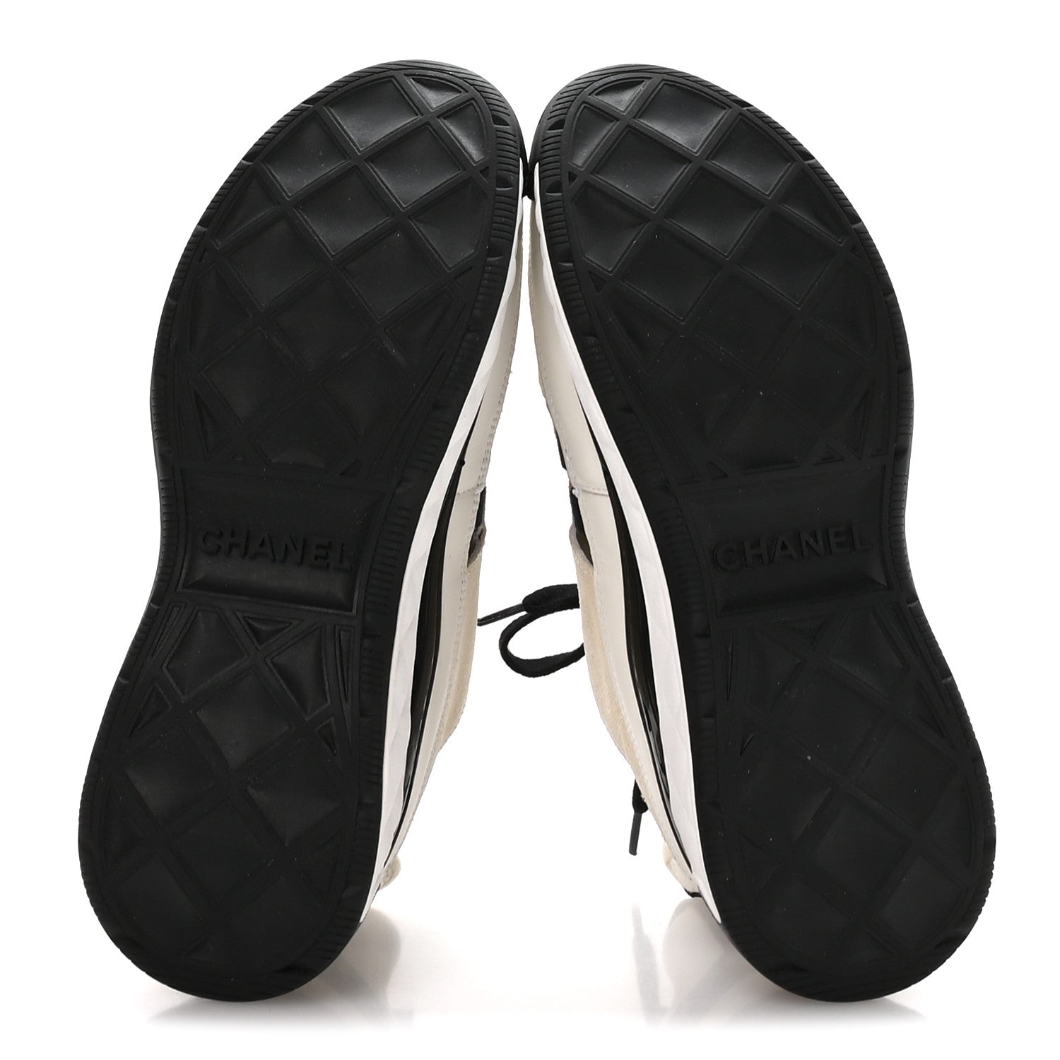 Chanel Fabric Calfskin Suede CC Sneakers 36 Ivory Black 6 of 7