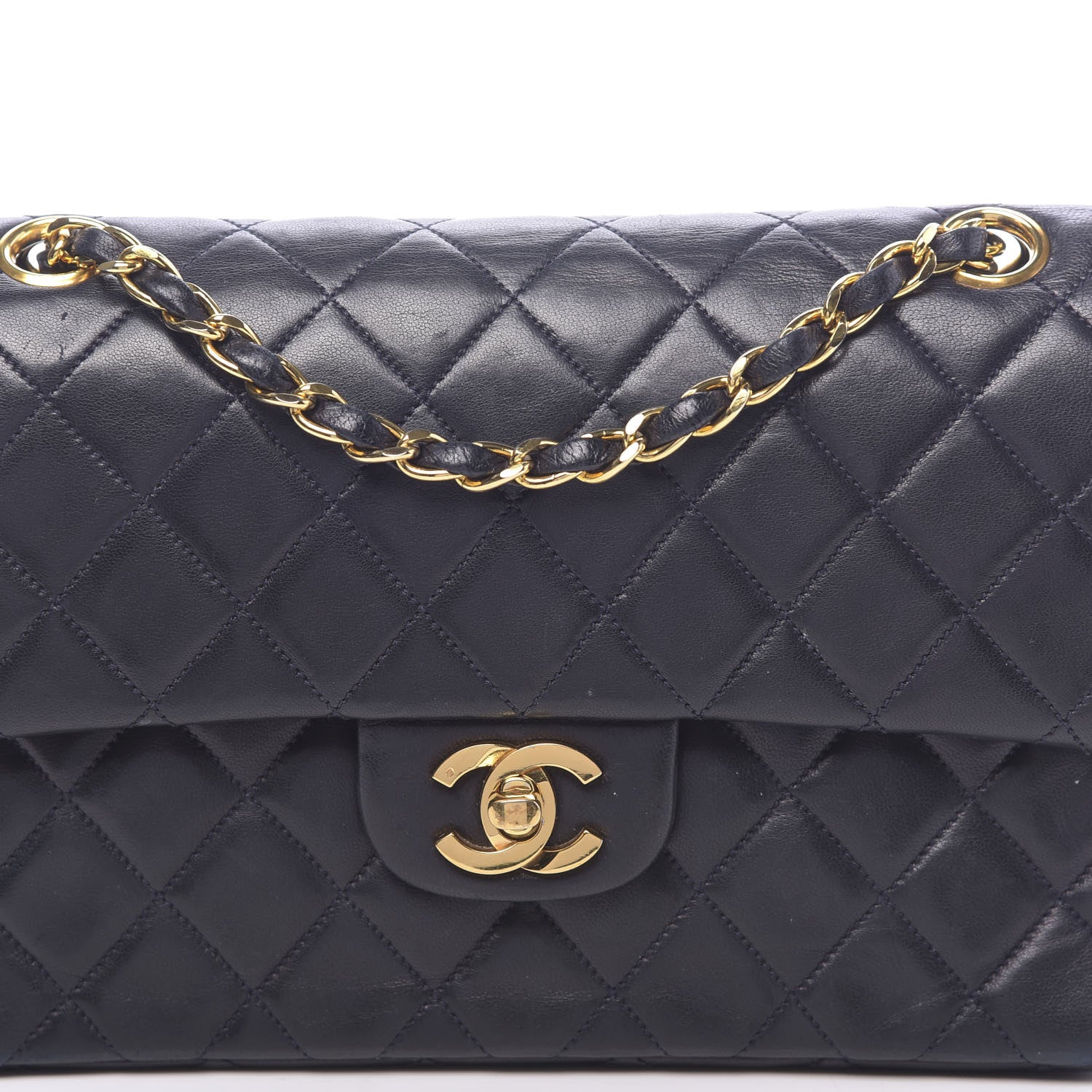 Chanel Lambskin Quilted Small Double Flap Navy 14 of 14