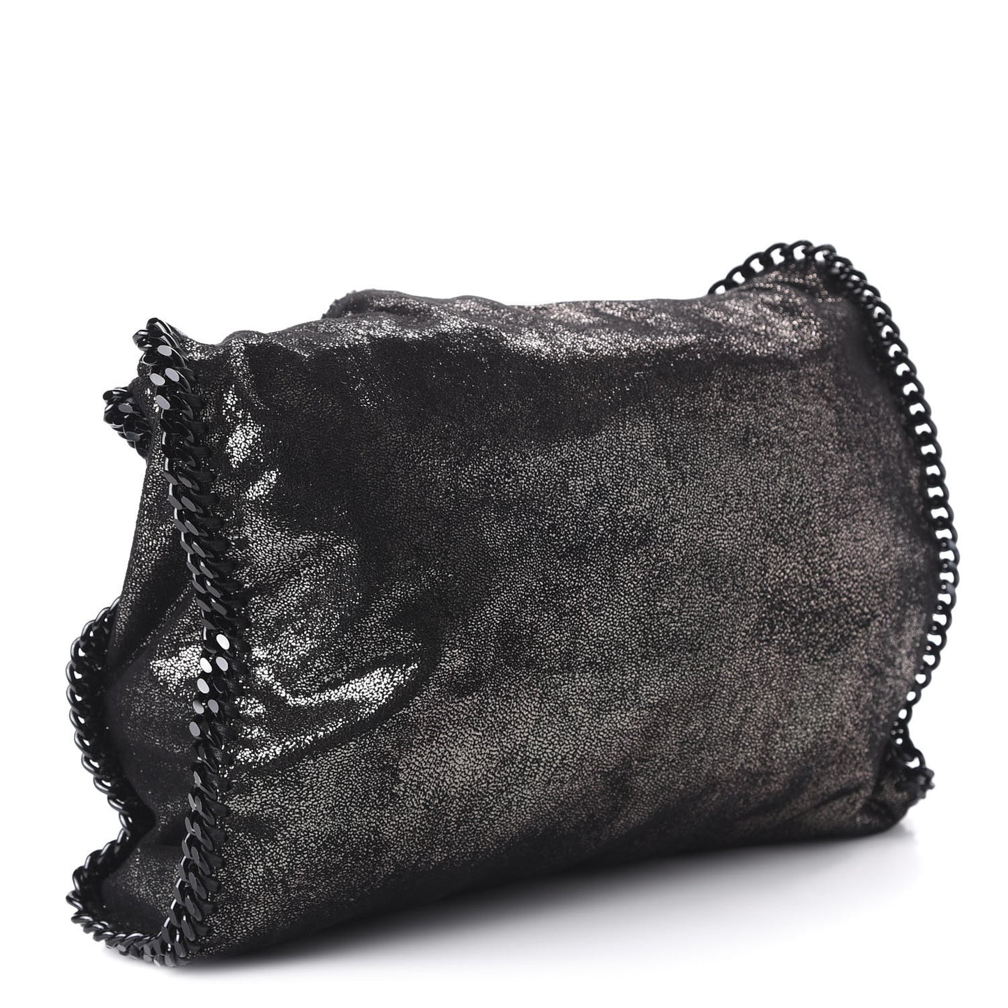 Metallic Shaggy Deer Small Falabella Tote Black