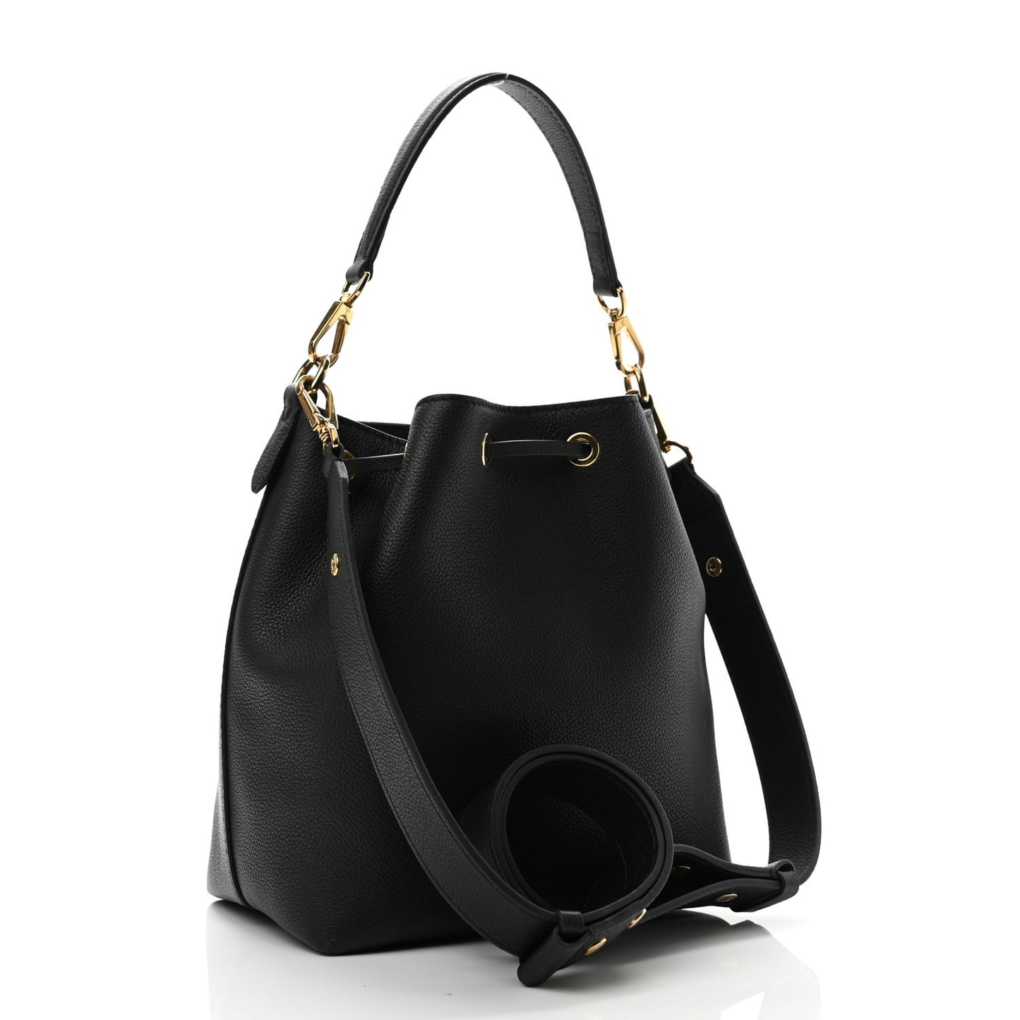 Calfskin Lockme Bucket MM Black