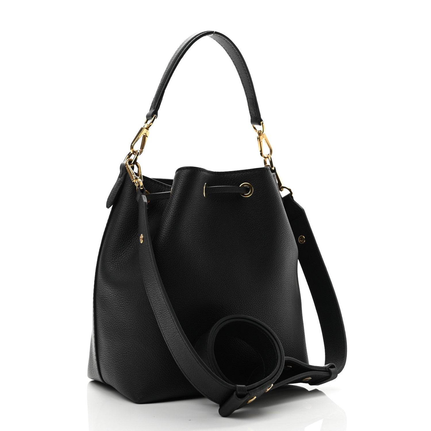 Louis Vuitton Calfskin Lockme Bucket MM Black 3 of 10