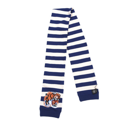 Gucci Wool Tricot Striped Tiger Scarf Sapphire Ivory 2 of 4