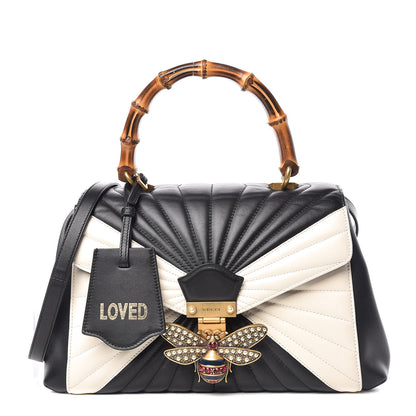 Gucci Calfskin Bamboo Trapuntata Queen Margaret Top Handle Bag Mystic White Black 1 of 8