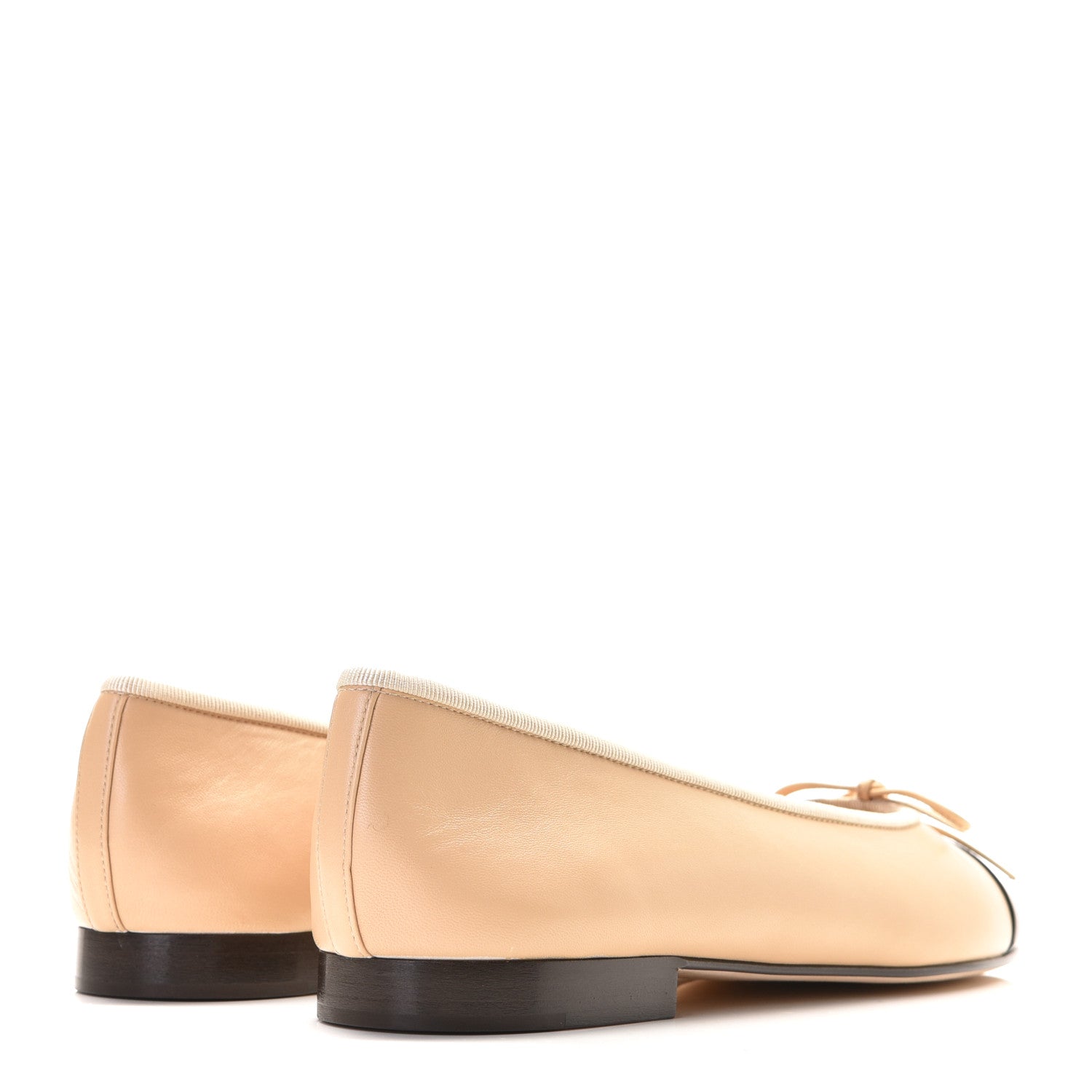 Chanel Lambskin Cap Toe CC Ballerina Flats 40 Beige Black 4 of 10