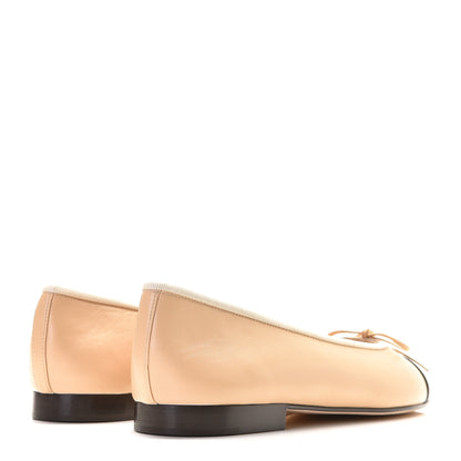 Chanel Lambskin Cap Toe CC Ballerina Flats 40 Beige Black 4 of 10