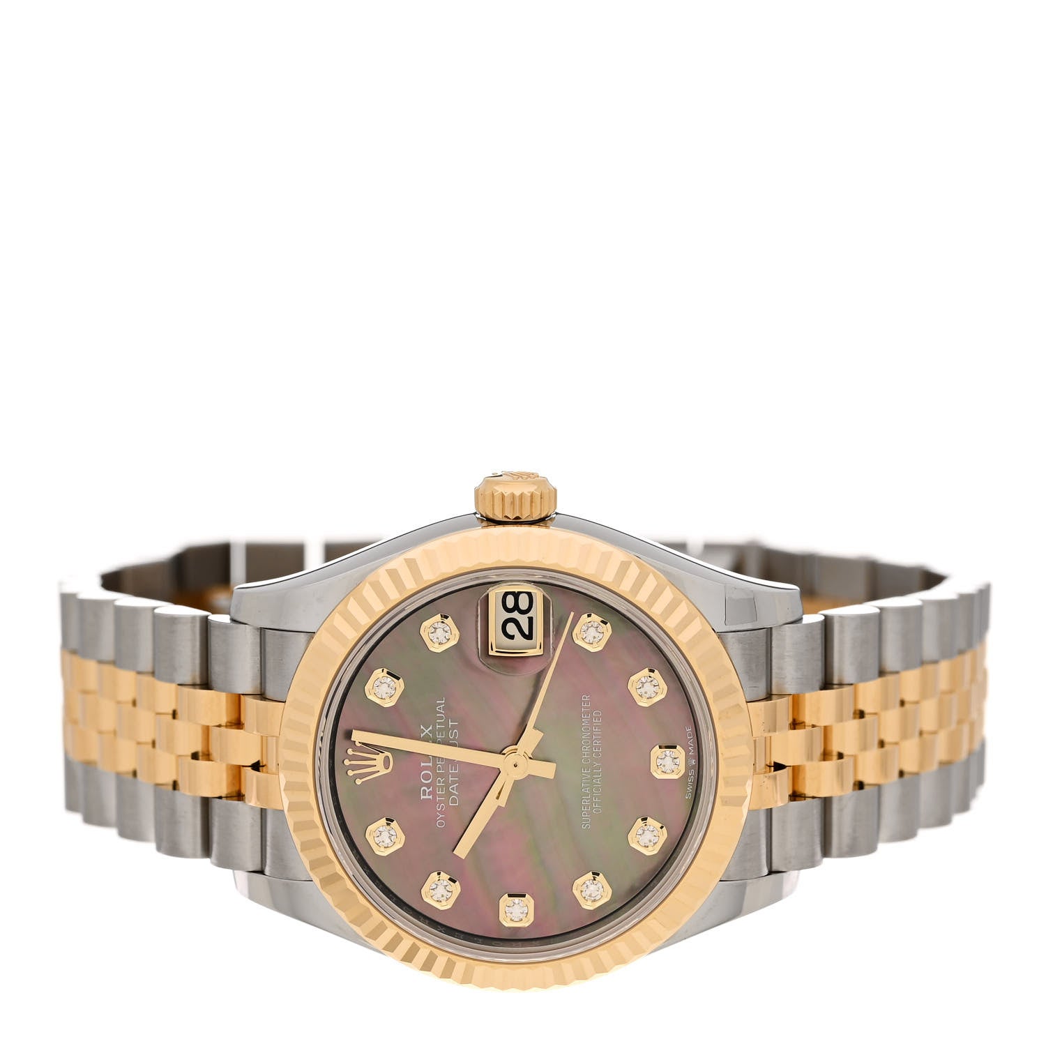 Rolex Stainless Steel 18K Yellow Gold Diamond Black Mother of Pearl 31mm Oyster Perpetual Datejust Watch 278273 2 of 5