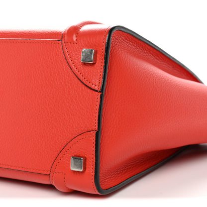 Celine Drummed Calfskin Micro Luggage Vermillion 9 of 11
