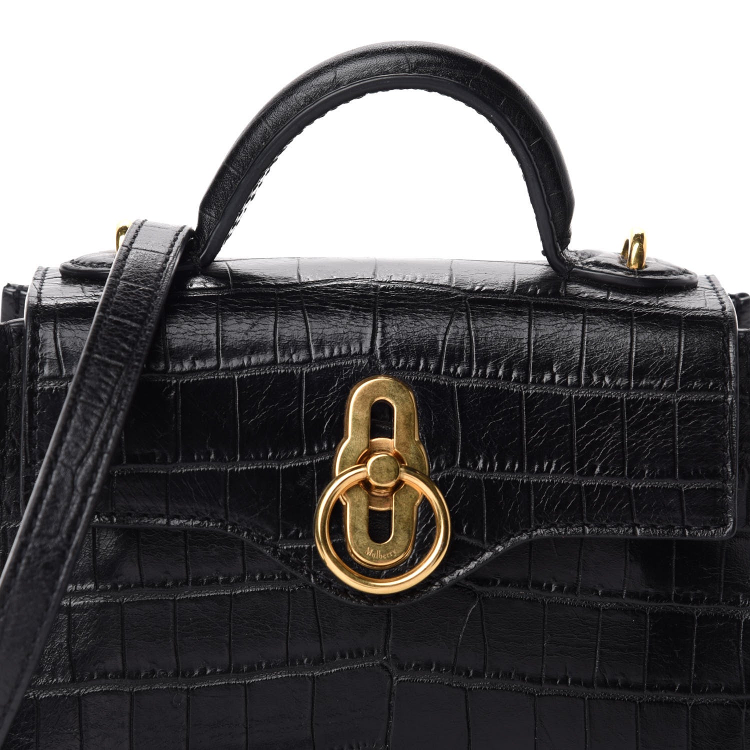 Mulberry Calfskin Crocodile Embossed Micro Seaton Black 9 of 9
