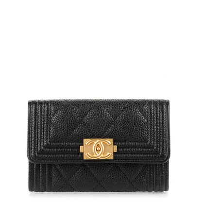 Chanel Caviar Quilted Boy Flap Card Holder Black 1 of 8