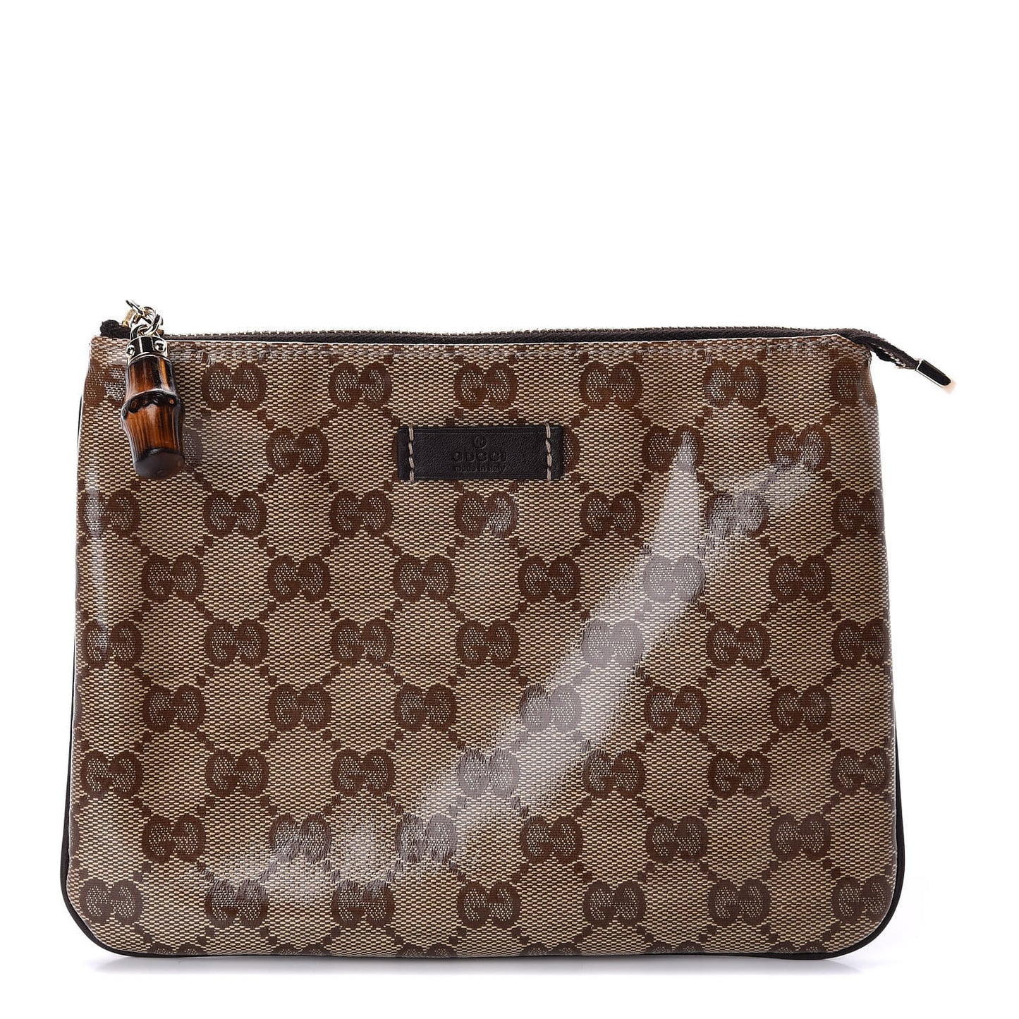 Crystal Monogram Pouch Dark Brown
