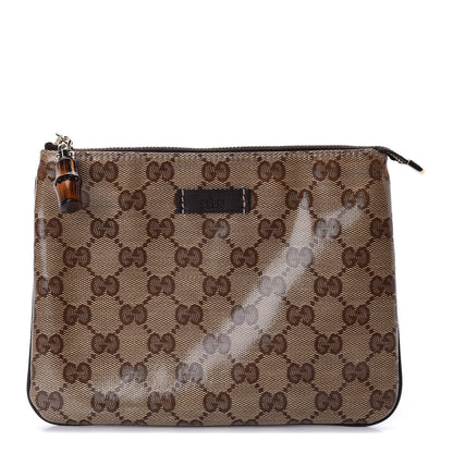Gucci Crystal Monogram Pouch Dark Brown 1 of 9