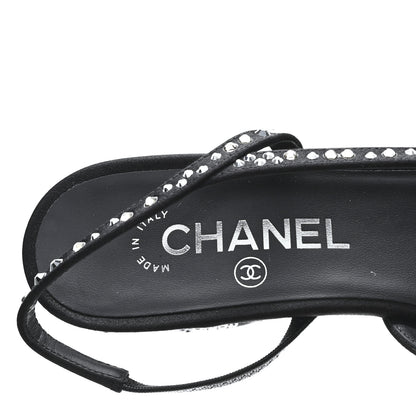 Chanel Strass Cap Toe CC Slingback Pumps 38.5 Black 8 of 10