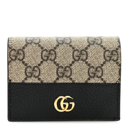 Gucci Dollar Calfskin GG Supreme Monogram GG Marmont Card Case Black Beige Ebony 1 of 6