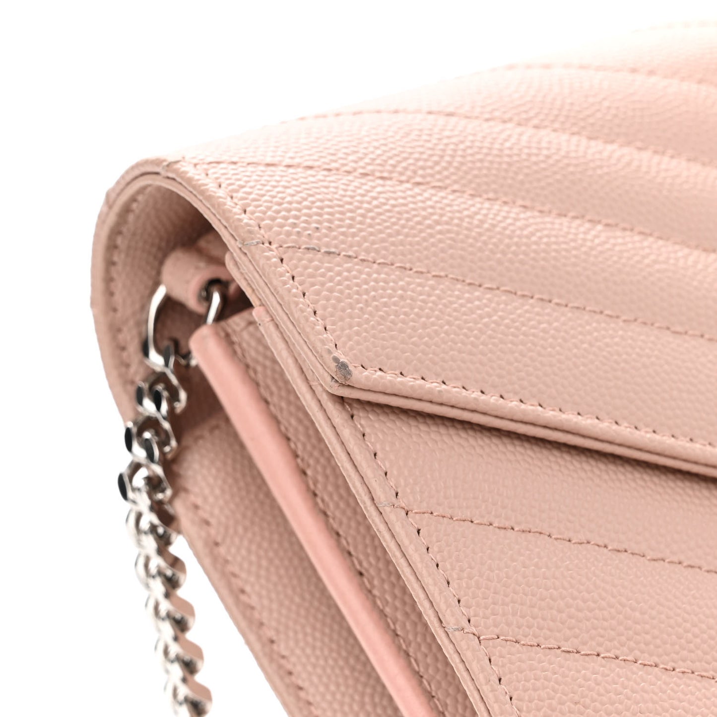 Grain De Poudre Matelasse Chevron Cassandre Chain Wallet Pale Pink