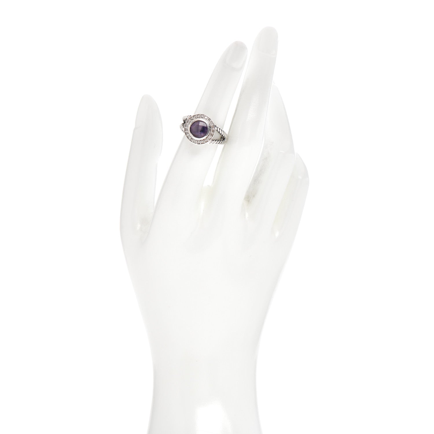 David Yurman Sterling Silver Diamond Amethyst 8mm Petite Cerise Ring 51 5.75 2 of 4