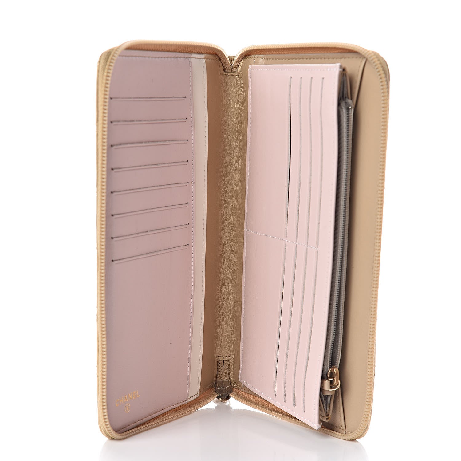 Chanel Metallic Aged Calfskin Quilted Palette Large Zip Around Organizer Wallet Gold 5 of 8