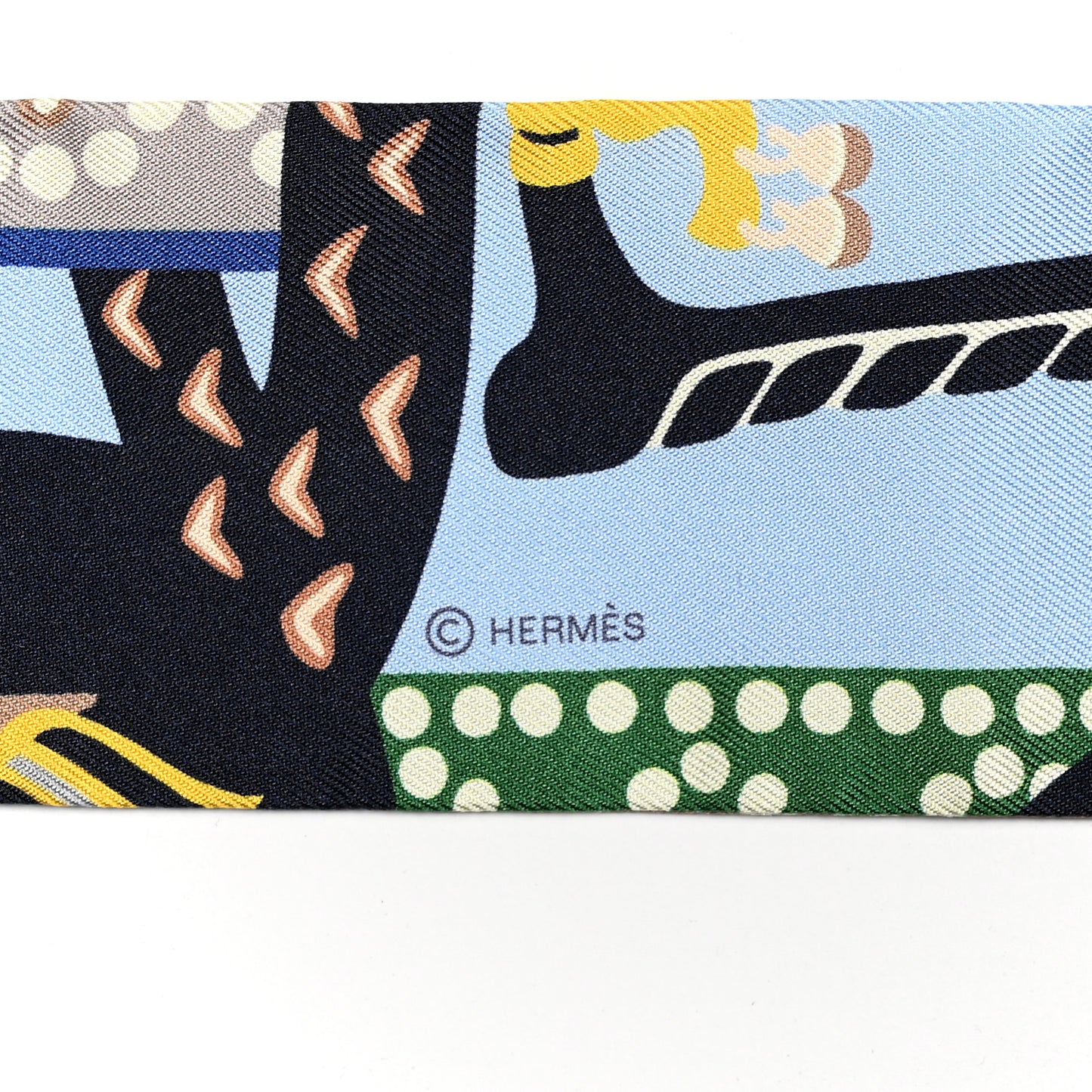 Silk Fantaisie D'Etriers Twilly Bleu Ciel Vert Marine