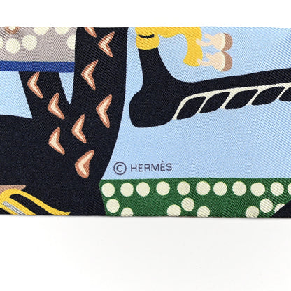 Hermes Silk Fantaisie D'Etriers Twilly Bleu Ciel Vert Marine 3 of 6