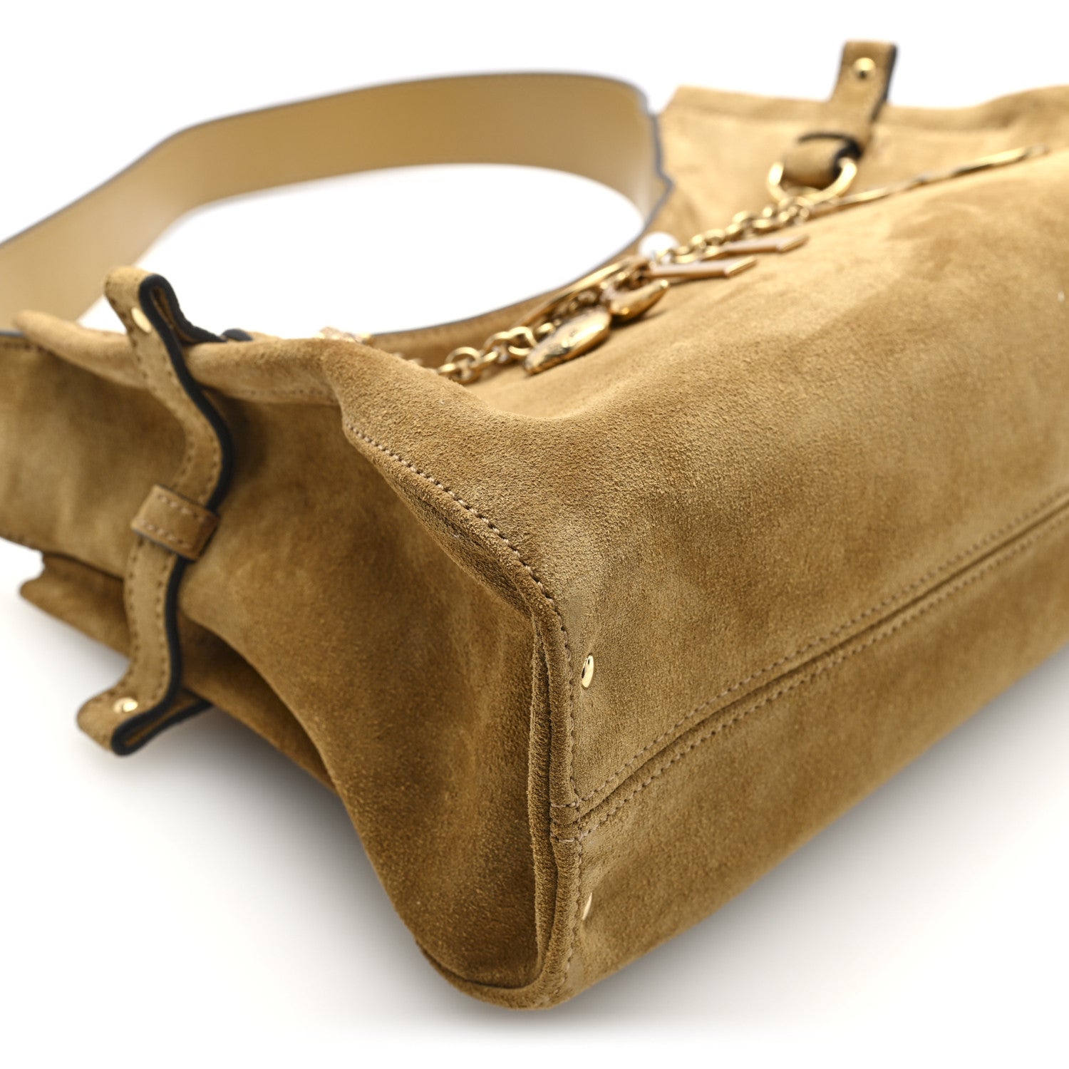 Chloe Suede Charms Hobo Bag Gold Khaki 8 of 9