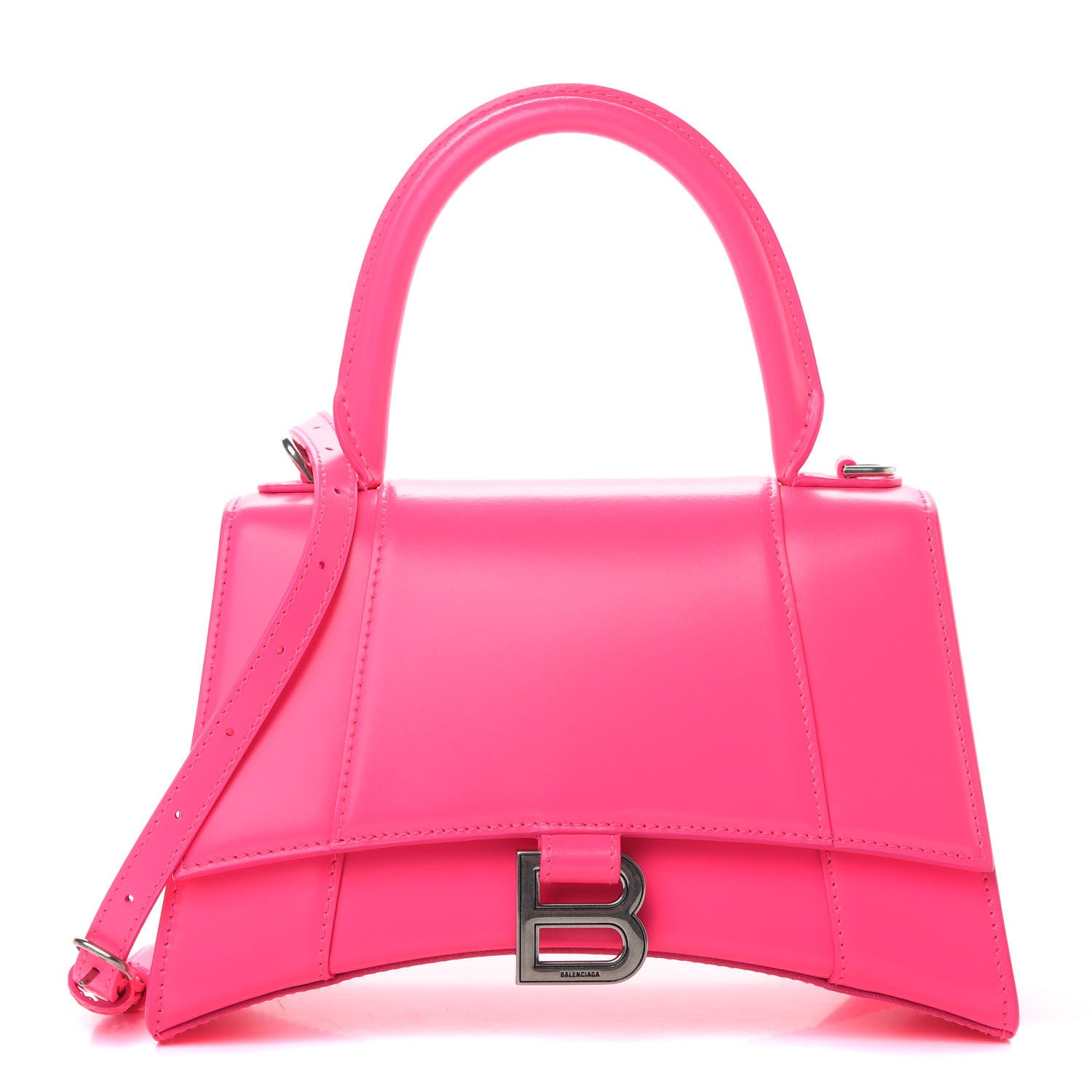 Balenciaga Shiny Box Calfskin Small Hourglass Top Handle Bag Hot Pink 1 of 13