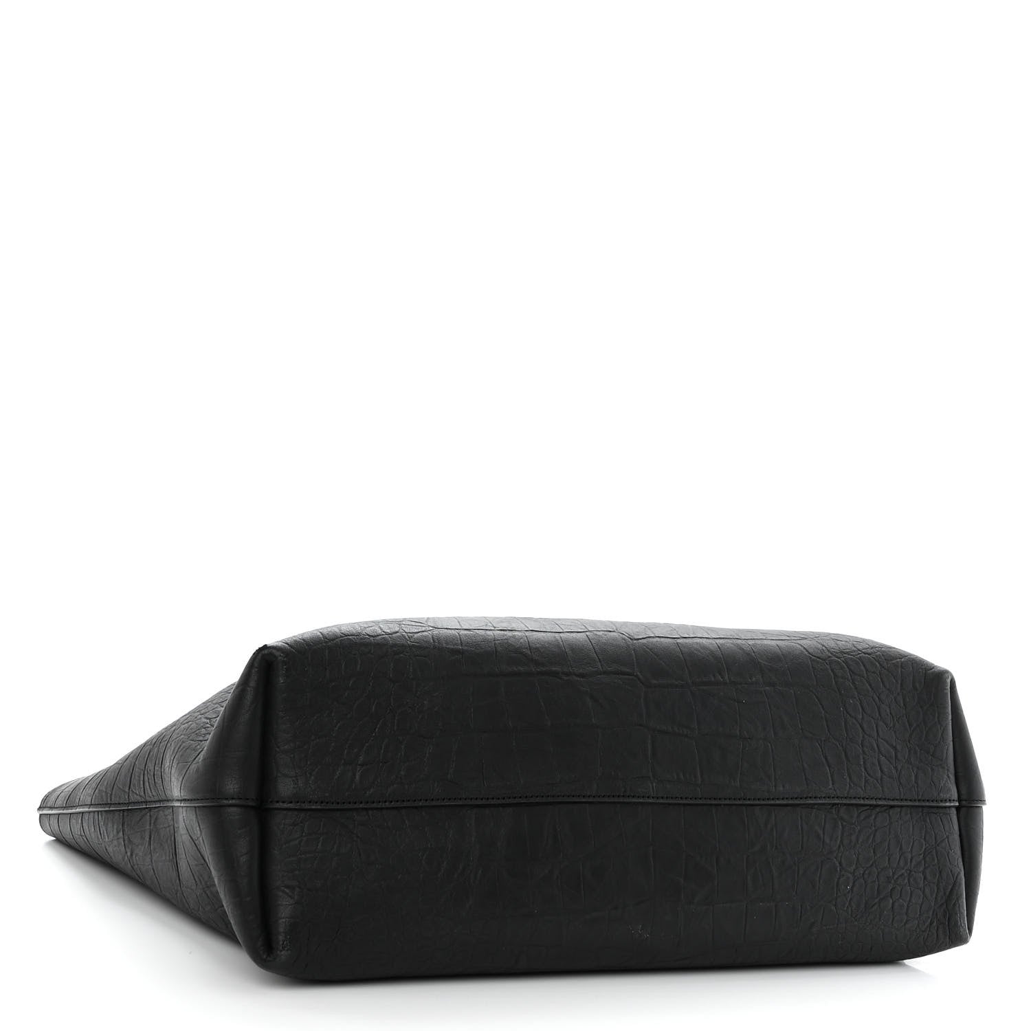 Saint Laurent Calfskin Crocodile Embossed Large Shopper Tote Black 5 of 11