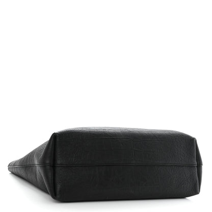 Saint Laurent Calfskin Crocodile Embossed Large Shopper Tote Black 5 of 11