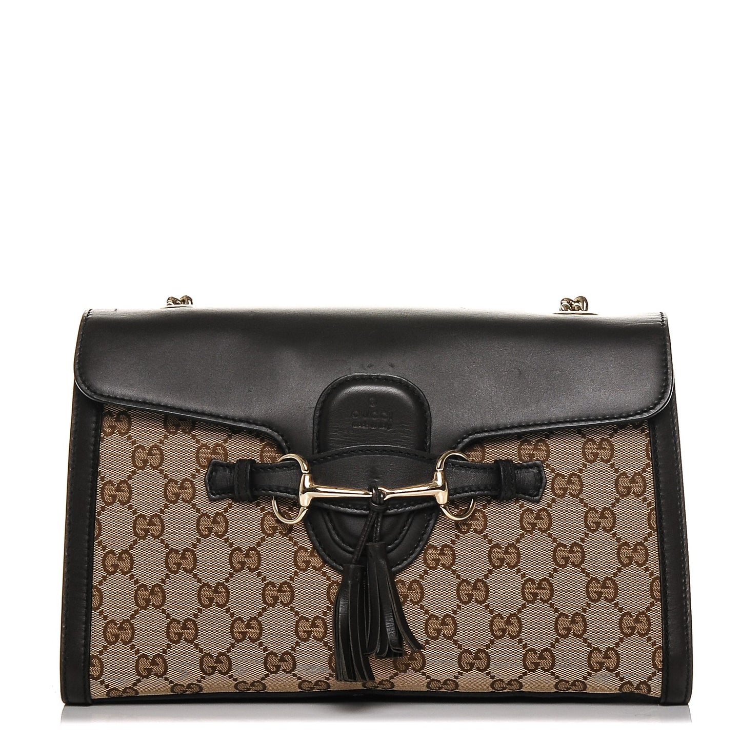 Monogram Margaux Calfskin Medium Emily Chain Shoulder Bag Beige Ebony Cocoa