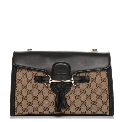 Gucci Monogram Margaux Calfskin Medium Emily Chain Shoulder Bag Beige Ebony Cocoa 1 of 6